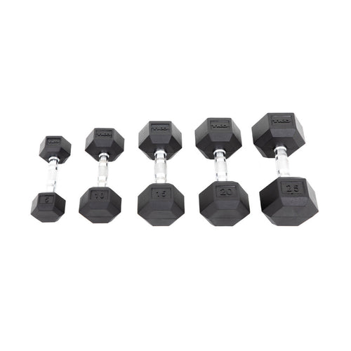 TKO Rubber Hex Dumbbells With Contoured Handle - 804RX-A10