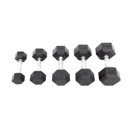 TKO Rubber Hex Dumbbells With Contoured Handle - 804RX-A10
