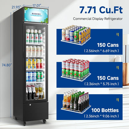 BODEGACOOLER 7.71 Cu.ft Large Capacity Commercial Refrigerator with Glass Door