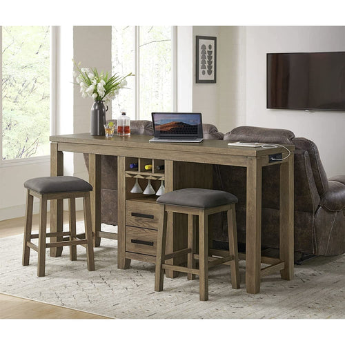 Sunset Trading Saunders 71" Narrow Bar Console Sofa Table with Charging Station - ED-D18620TCB