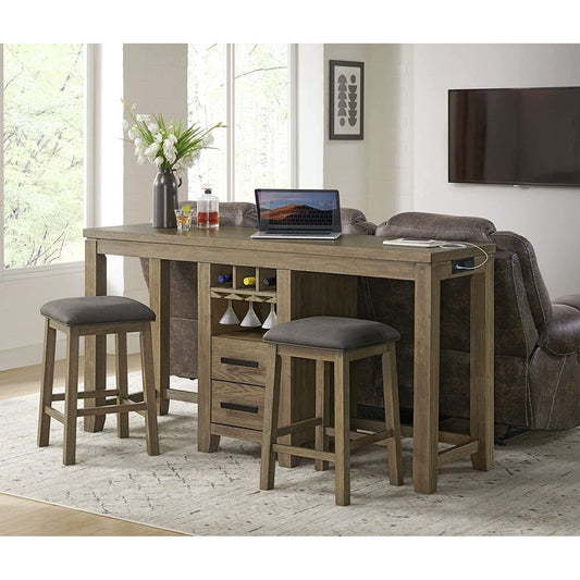 Sunset Trading Saunders 71" Narrow Bar Console Sofa Table with Charging Station - ED-D18620TCB