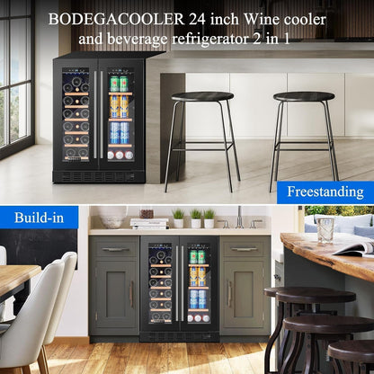 BODEGACOOLER 24 Inch Dual Zone Wine and Beverage Refrigerator