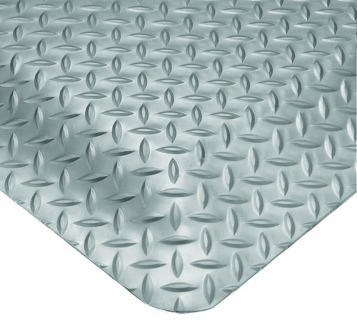 Wearwell Diamond-Plate SpongeCote UltraSoft Mat, 2' Width x 75' Length x 15/16" Thickness, Gray - 414.1516x2x75GY