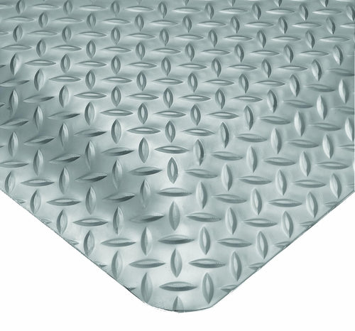 Wearwell Diamond-Plate SpongeCote UltraSoft Mat, 3' Width x 75' Length x 15/16" Thickness, Gray - 414.1516x3x75GY