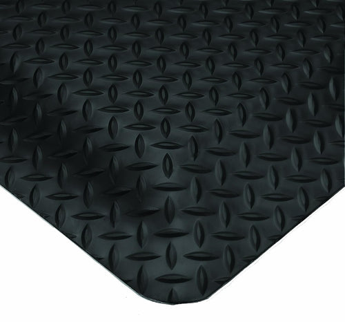 Wearwell Diamond-Plate SpongeCote UltraSoft Mat, 6' Width x 75' Length x 15/16" Thickness, Black - 414.1516x6x75BK