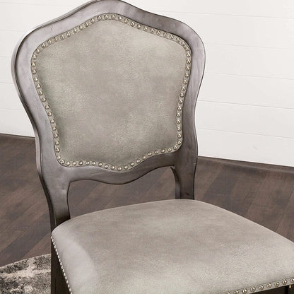 Sunset Trading Vegas Upholstered Barstools with Backs | Counter Height Dining Chairs | Distressed Gray Wood | Nailheads | Set of 2 -  CR-87711-24-2