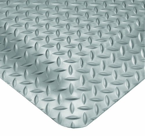 Wearwell Diamond-Plate SpongeCote UltraSoft Mat, 4' Width x 75' Length x 15/16" Thickness, Gray - 414.1516x4x75GY