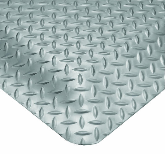 Wearwell Diamond-Plate SpongeCote UltraSoft Mat, 4' Width x 75' Length x 15/16" Thickness, Gray - 414.1516x4x75GY