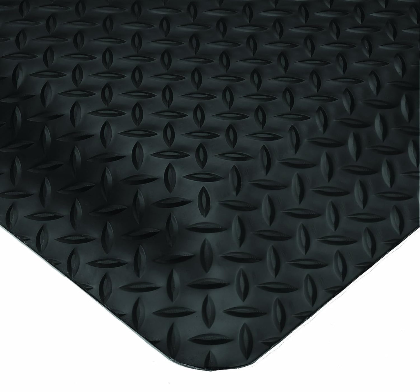 Wearwell Diamond-Plate SpongeCote UltraSoft Mat, 4' Width x 75' Length x 15/16" Thickness, Black - 414.1516x4x75BK