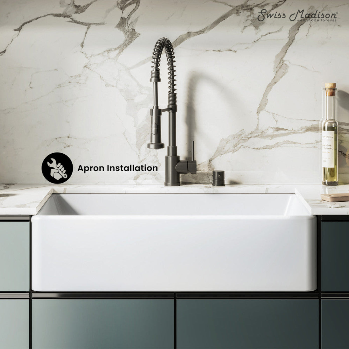 Swiss Madison Elegance 33 x 20 Ceramic, Farmhouse Kitchen Sink - SM-KS247