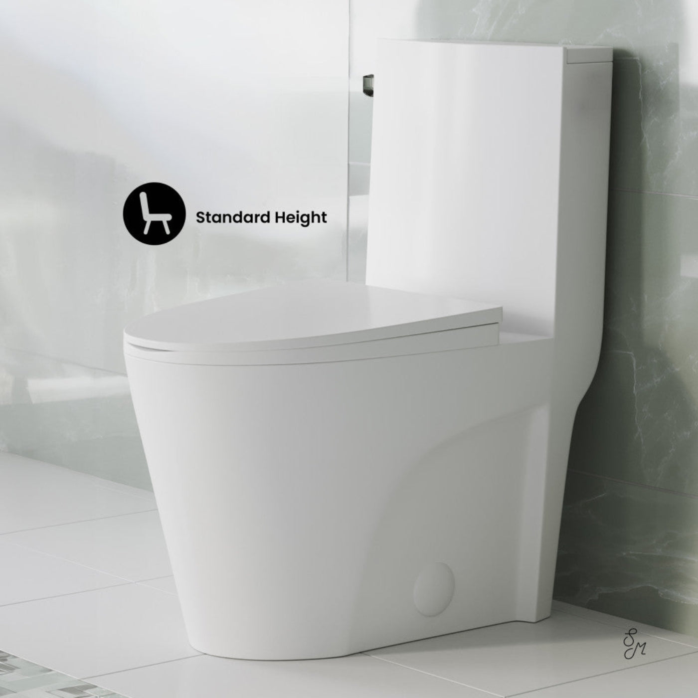 Swiss Madison St. Tropez One-Piece 10" Rough-in 1.28 GPF Left-Hand Vortex Flush Elongated Toilet in Matte White - SM-1T0803MW