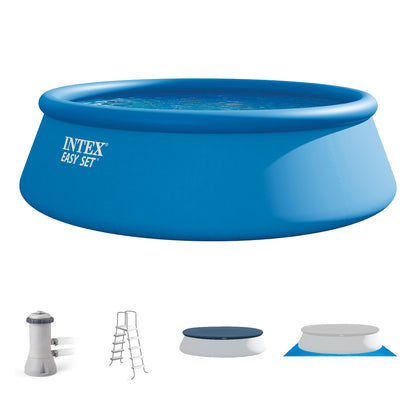 Summer Waves Intex 15' x 48" Inflatable Easy Set Above Ground Swimming Pool w/ Ladder & Pump - 84368