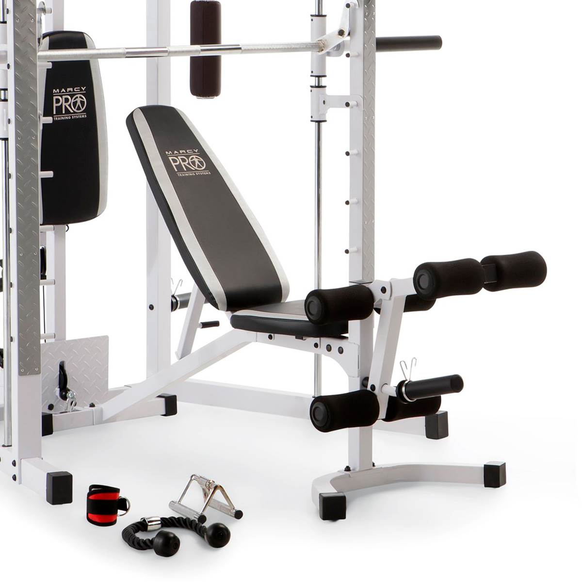Marcy 5276 Combo Smith Heavy-Duty Total Body Strength Home Gym Machine, White - 84823