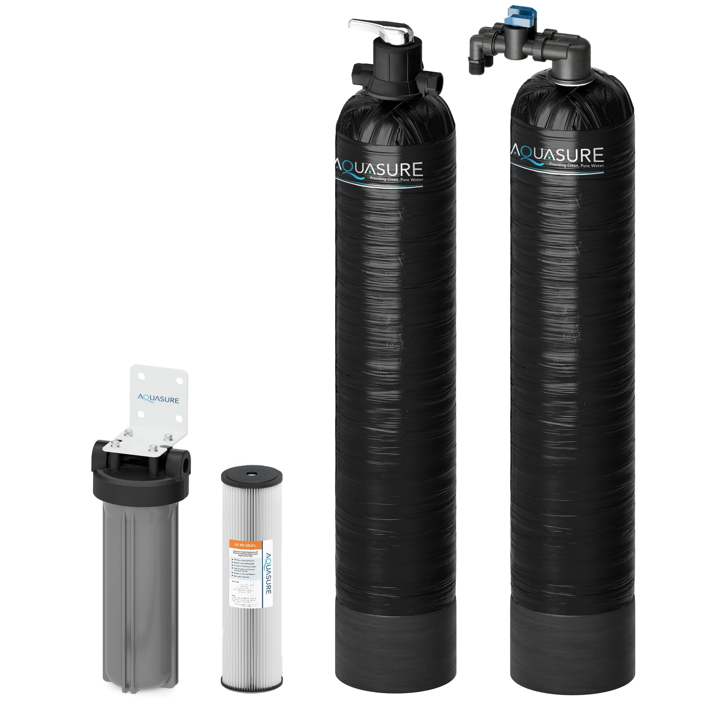 Aquasure  Series | 15 GPM Salt-Free Conditioning Bundle with Fortitude Pro Whole House Water Treatment System & Pleated Sediment Pre-Filter - AS-SF15CK