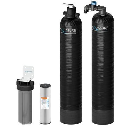Aquasure  Series | 15 GPM Salt-Free Conditioning Bundle with Fortitude Pro Whole House Water Treatment System & Pleated Sediment Pre-Filter - AS-SF15CK