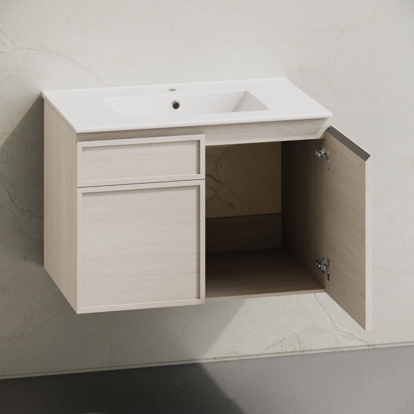 Swiss Madison St. Tropez 30" Wall-Mounted Bathroom Vanity in White Oak with Sink Top - SM-BV0825WO