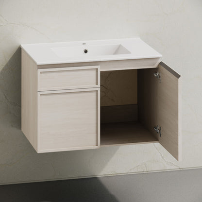 Swiss Madison St. Tropez 30" Wall-Mounted Bathroom Vanity in White Oak with Sink Top - SM-BV0825WO
