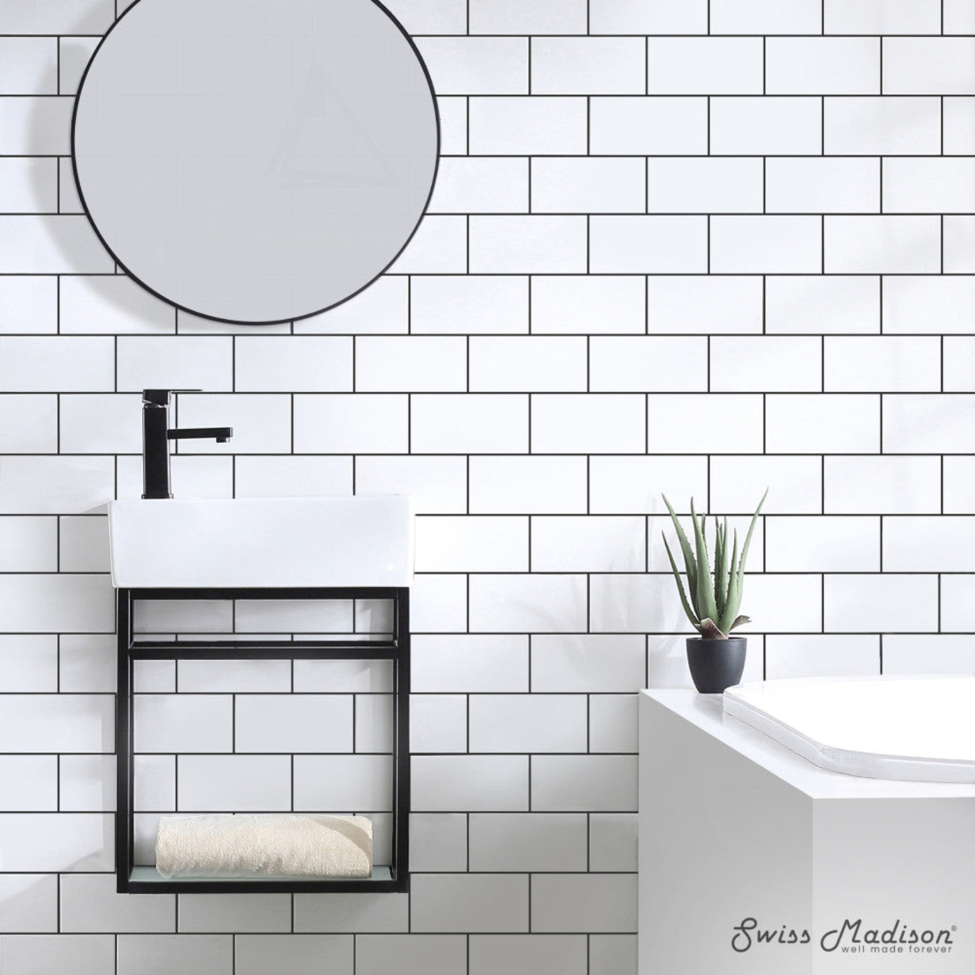 Swiss Madison Pierre 19.5 Single, Metal Frame, Open Shelf, Bathroom Vanity - SM-BV551