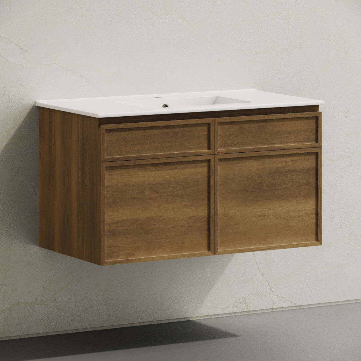 Swiss Madison St. Tropez 36" Wall-Mounted Bathroom Vanity in Brown Oak with Sink Top - SM-BV0829BO