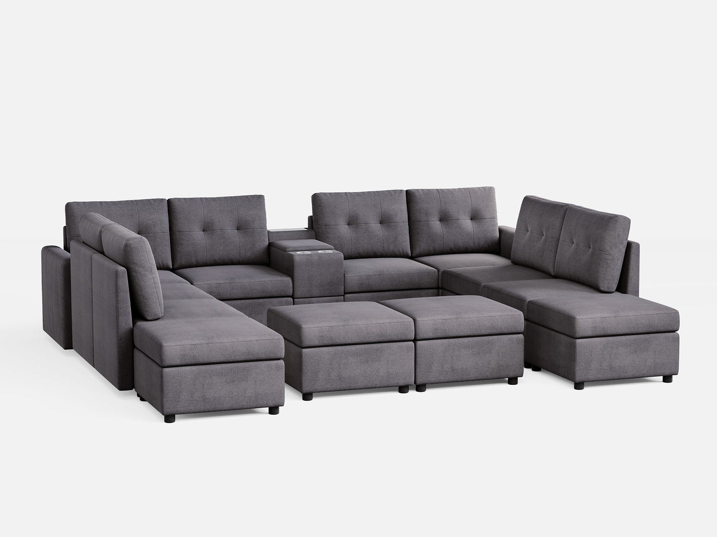LINSY HOME RUBIK III 8 Seats with 4 Ottomans & Console - US-LH-SPF-Sofa-S800-F-84101-0-00