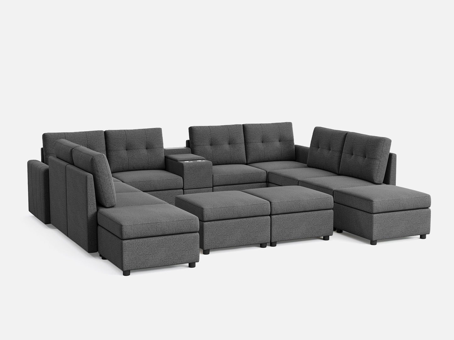 LINSY HOME RUBIK III 8 Seats with 4 Ottomans & Console - US-LH-SPF-Sofa-S800-F-84101-0-00