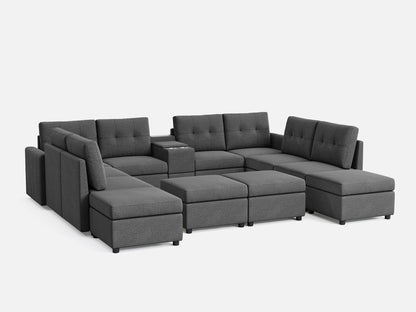 LINSY HOME RUBIK III 8 Seats with 4 Ottomans & Console - US-LH-SPF-Sofa-S800-F-84101-0-00