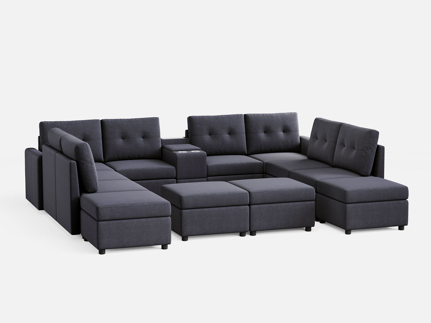 LINSY HOME RUBIK III 8 Seats with 4 Ottomans & Console - US-LH-SPF-Sofa-S800-F-84101-0-00