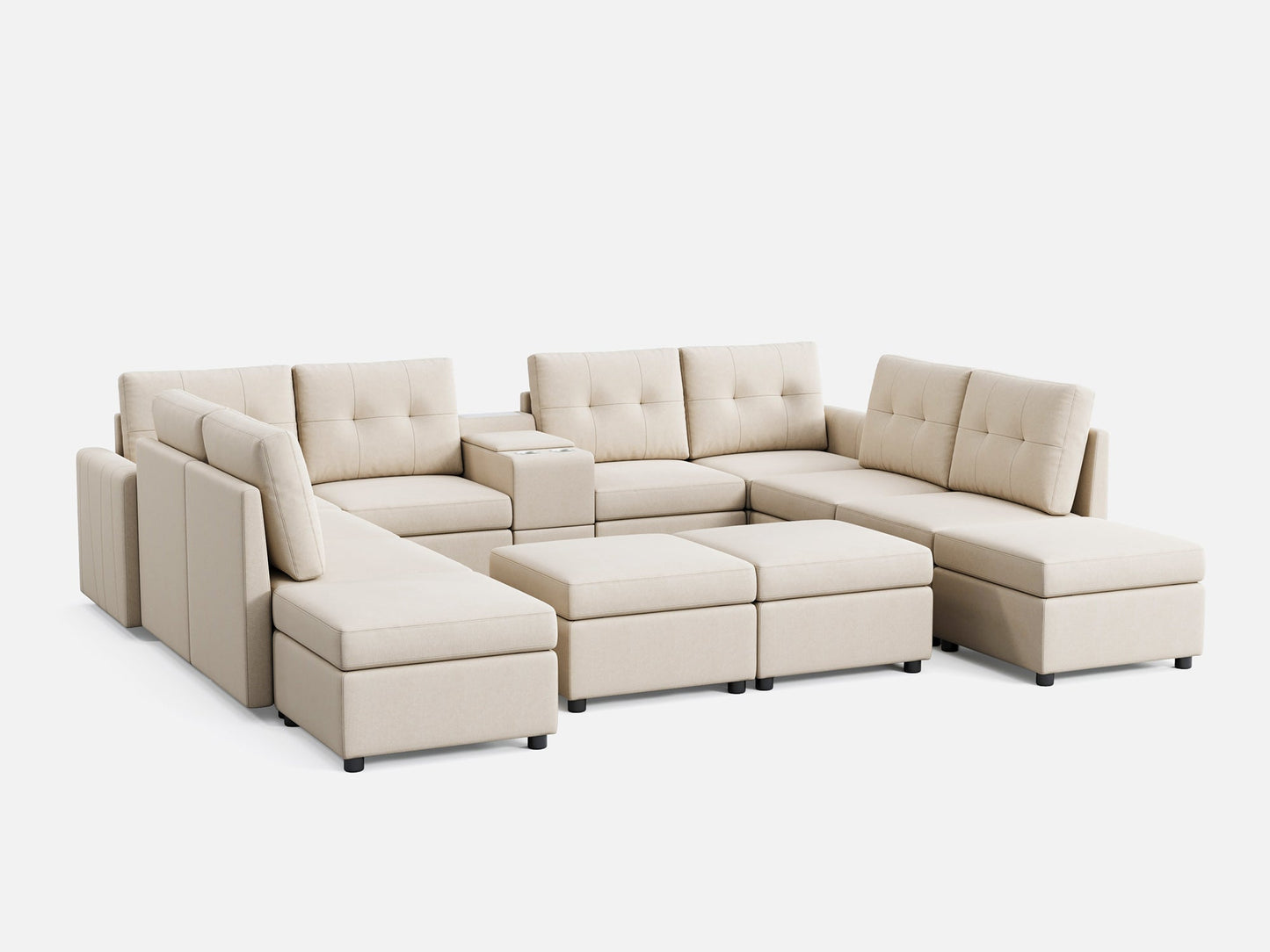 LINSY HOME RUBIK III 8 Seats with 4 Ottomans & Console - US-LH-SPF-Sofa-S800-F-84101-0-00