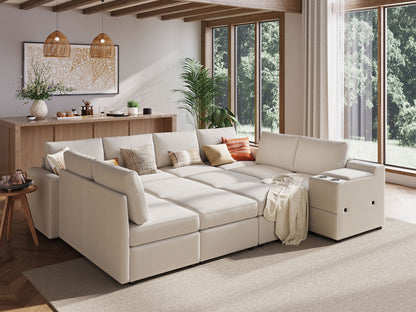 LINSY HOME RUBIK III 8 Seats with 4 Ottomans & Console - US-LH-SPF-Sofa-S800-F-84101-0-00