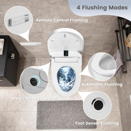 Awoco Smart Toilet with Bidet, Smart Bidet Toilet with Heated Seat, Auto Open Close, Foot Sensor Flush, Warm Water & Dryer, Remote Control, Digital Display, One Piece Toilet with Tank - AWC-ST-T3-MB