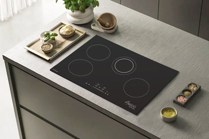 Awoco Ceramic Cooktop, Electric Stove with Burners with hard wire, 9 Power Levels Digital Timer Child Lock, Residual Heat Indicator, Automatic Shut-Off Easy Clean Touch Panel, 220-240V - CT-4C30