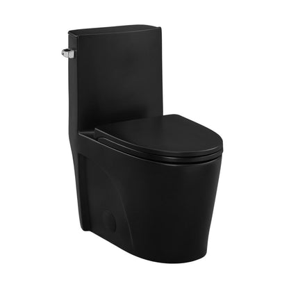 Swiss Madison St. Tropez One-Piece 10" Rough-in 1.28 GPF Left Flush Elongated Toilet in Matte Black - SM-1T273MB