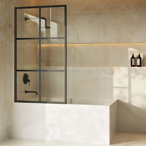 Swiss Madison Virage 34 x 58 Framed Fixed 3/8 in. (10mm) Clear Tempered Glass Tub Door with Black Matte Frame - SM-TD2401MB