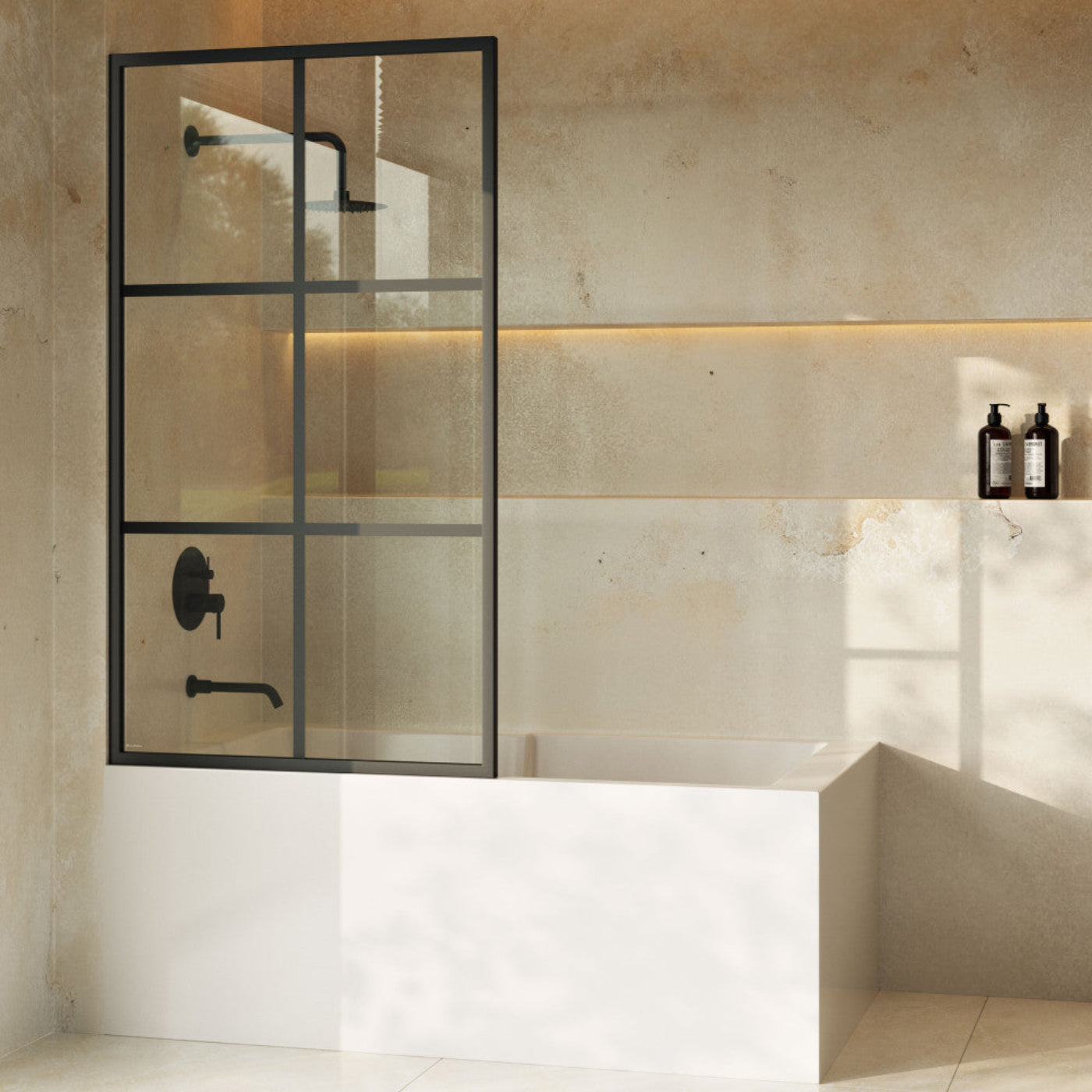 Swiss Madison Virage 34 x 58 Framed Fixed 3/8 in. (10mm) Clear Tempered Glass Tub Door with Black Matte Frame - SM-TD2401MB