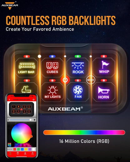 Auxbeam AR-800 RGB Switch Panel + 3 Inch LED Pods with White&Yellow Cover - GP00012139