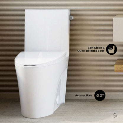 Swiss Madison St. Tropez One-Piece 14" Rough-in 1.28 GPF Right-Hand Vortex Flush Elongated Toilet in Glossy White - SM-1T0816GW