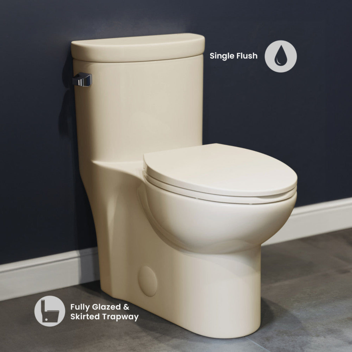 Swiss Madison Sublime One-Piece Elongated Left Side Flush Handle Toilet in Bisque 1.28 gpf - SM-1T206BQ