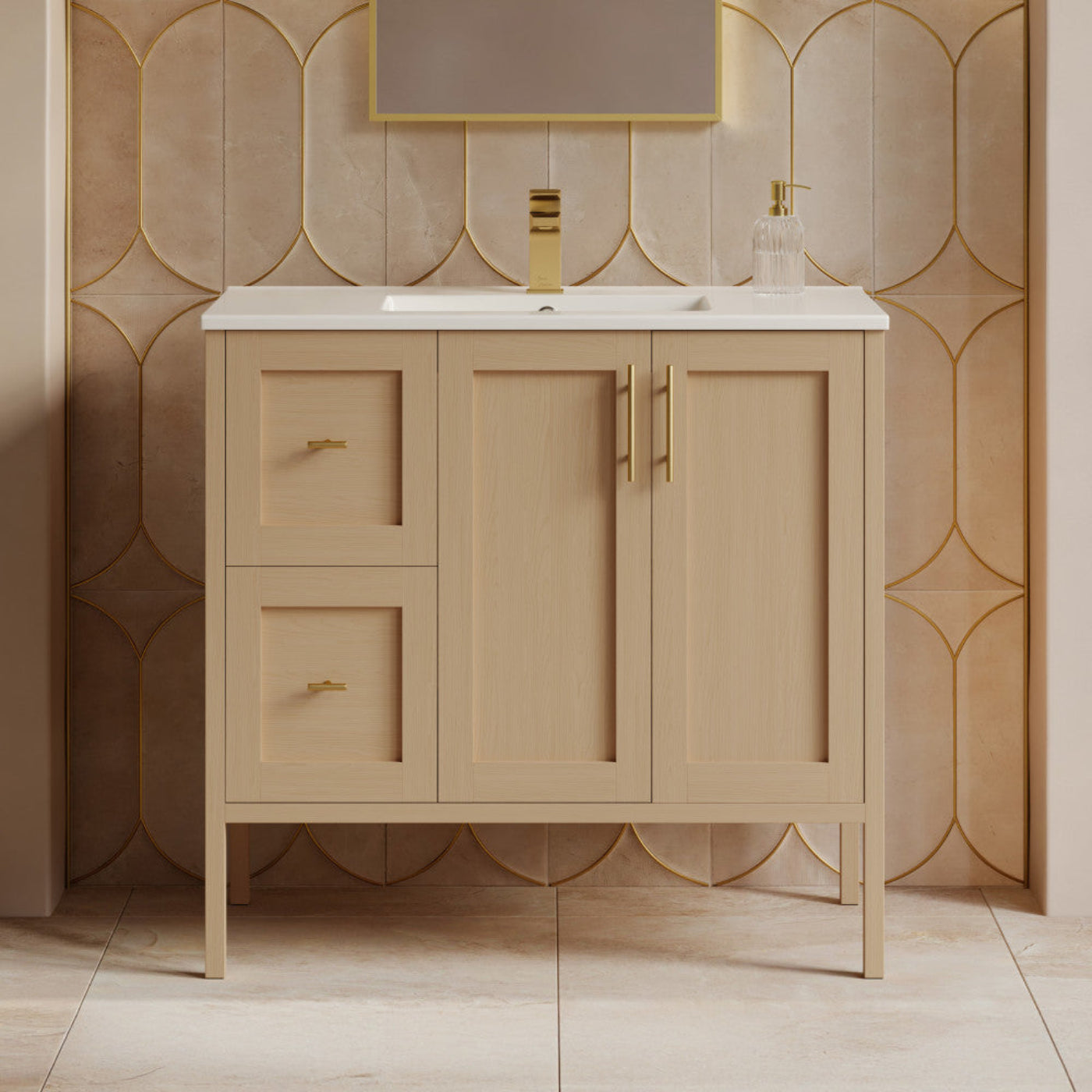 Swiss Madison Forme 36" Modular Freestanding Bathroom Vanity with Sink Top in Natural Oak - SM-BV10101NO-W1