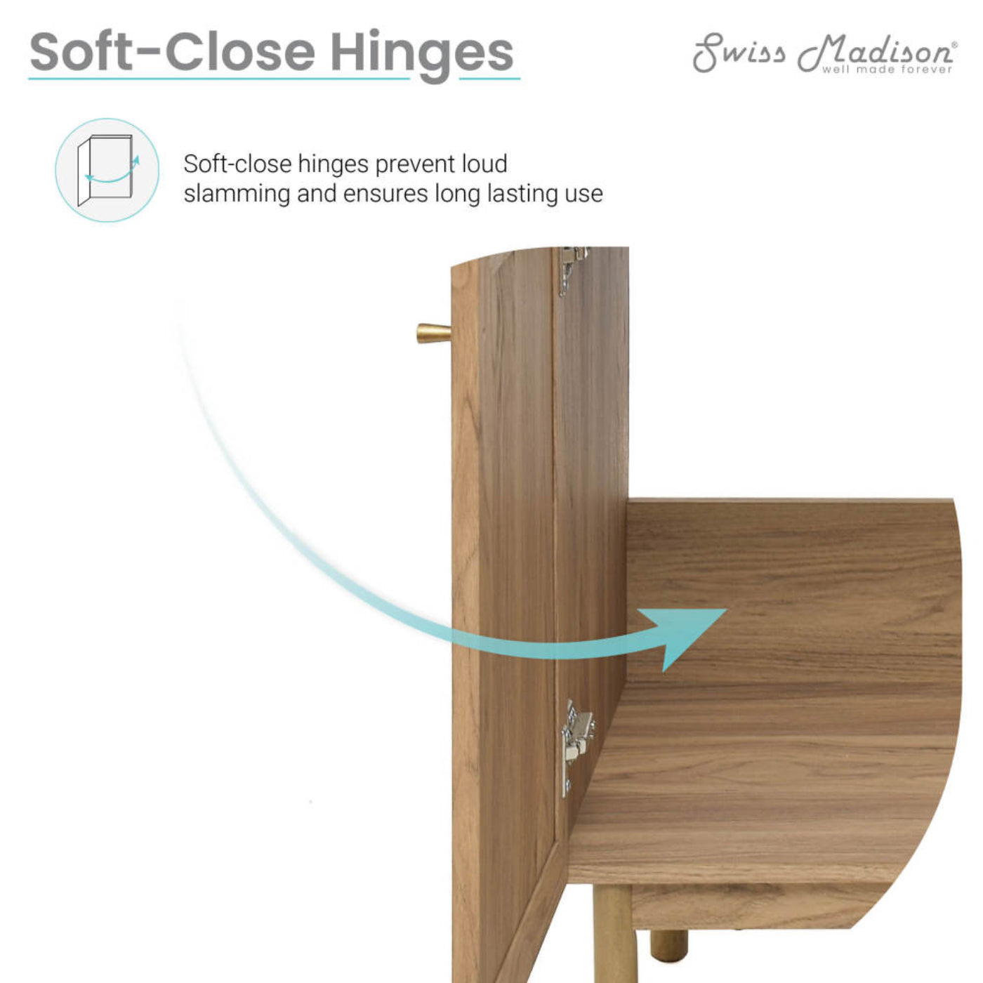 Swiss Madison Classe 60" Freestanding Bathroom Vanity in Golden Oak with Double Basin Sink Top - SM-BV666