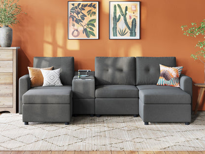 LINSY HOME RUBIK III 3 Seats with 2 Ottomans & Console - US-LH-SPF-Sofa-S800-F-32101-0-00