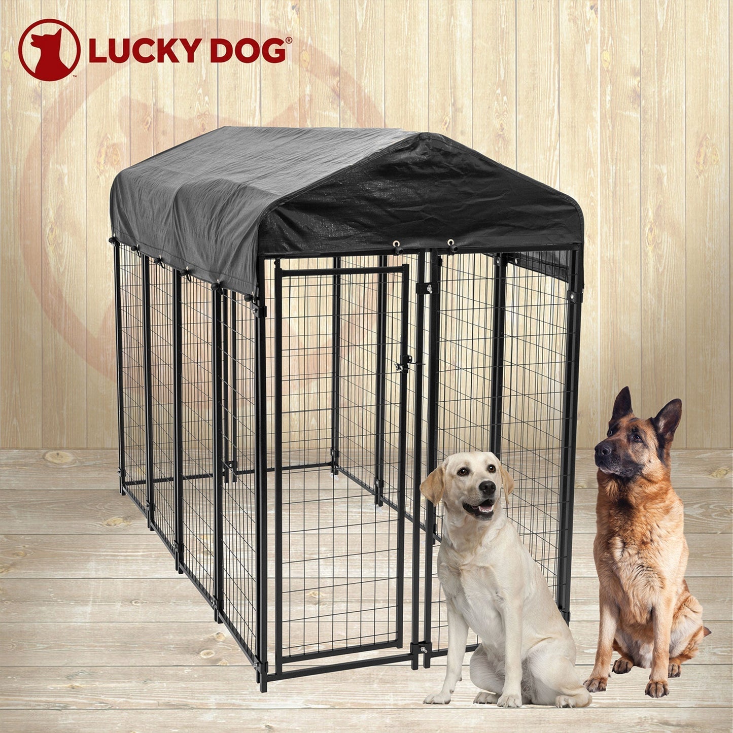 Lucky Dog Uptown Large Outdoor Covered Kennel Heavy Duty Dog Fence Pen (3 Pack) - 108456