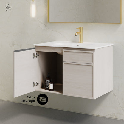 Swiss Madison St. Tropez 30" Wall-Mounted Bathroom Vanity in White Oak with Sink Top - SM-BV0825WO