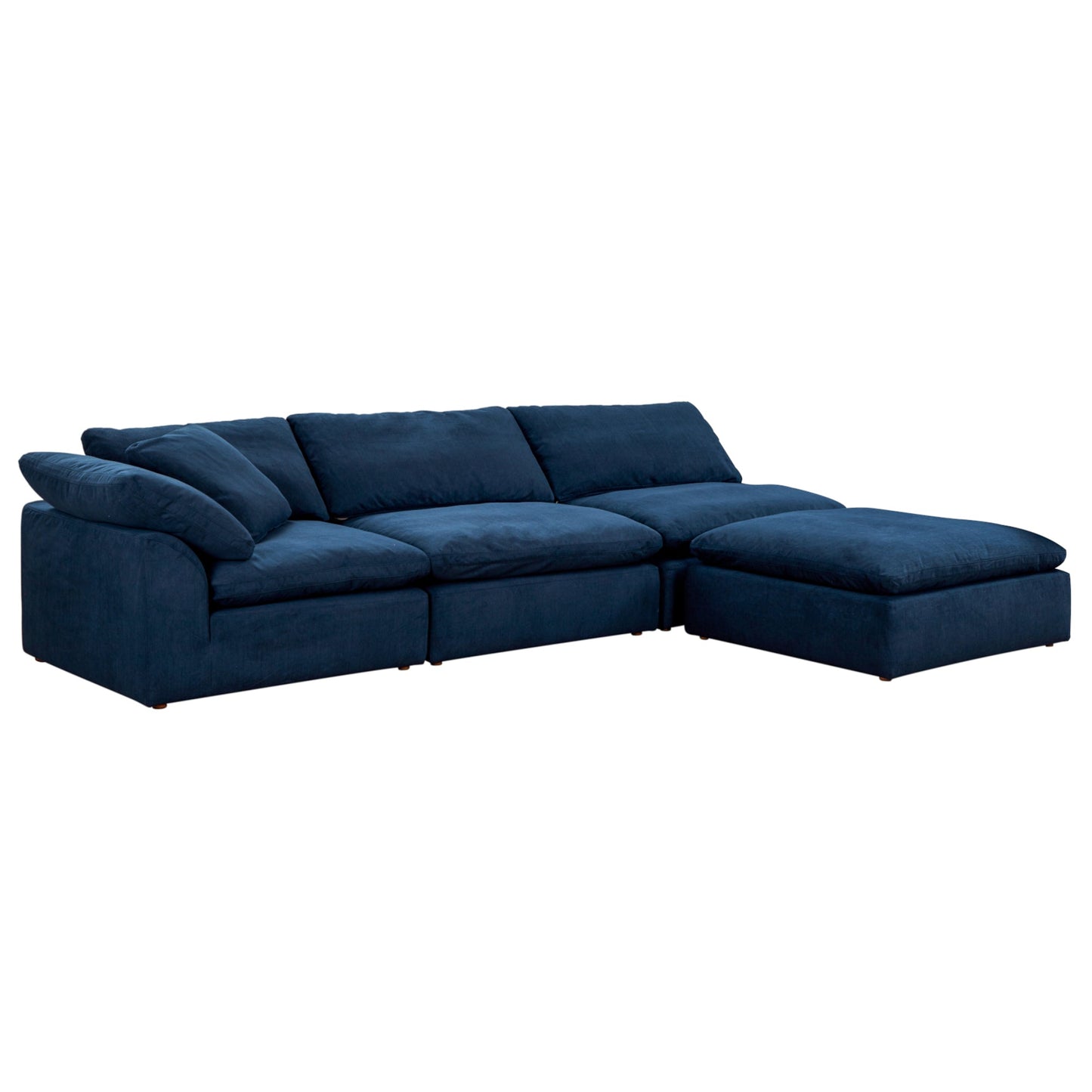 Sunset Trading Cloud Puff 4 Piece 132" Wide Slipcovered Modular Sectional Sofa with Ottoman - SU-1458-49-1C-2A-1O