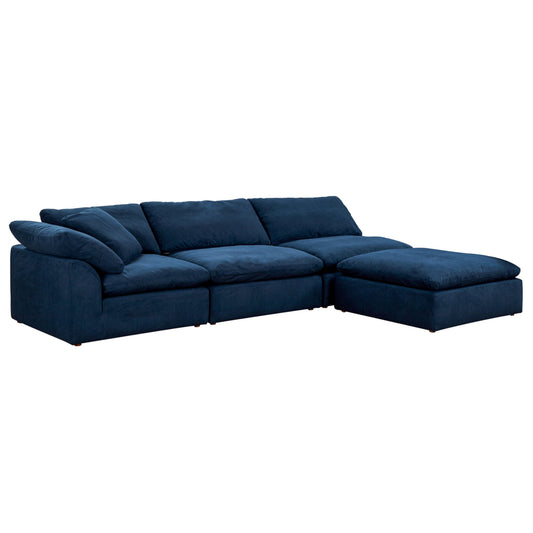 Sunset Trading Cloud Puff 4 Piece 132" Wide Slipcovered Modular Sectional Sofa with Ottoman - SU-1458-49-1C-2A-1O