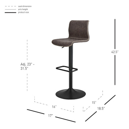 New Pacific Direct Jayden PU Leather Low back Gaslift Bar Stool, (Set of 2) 9300039-238