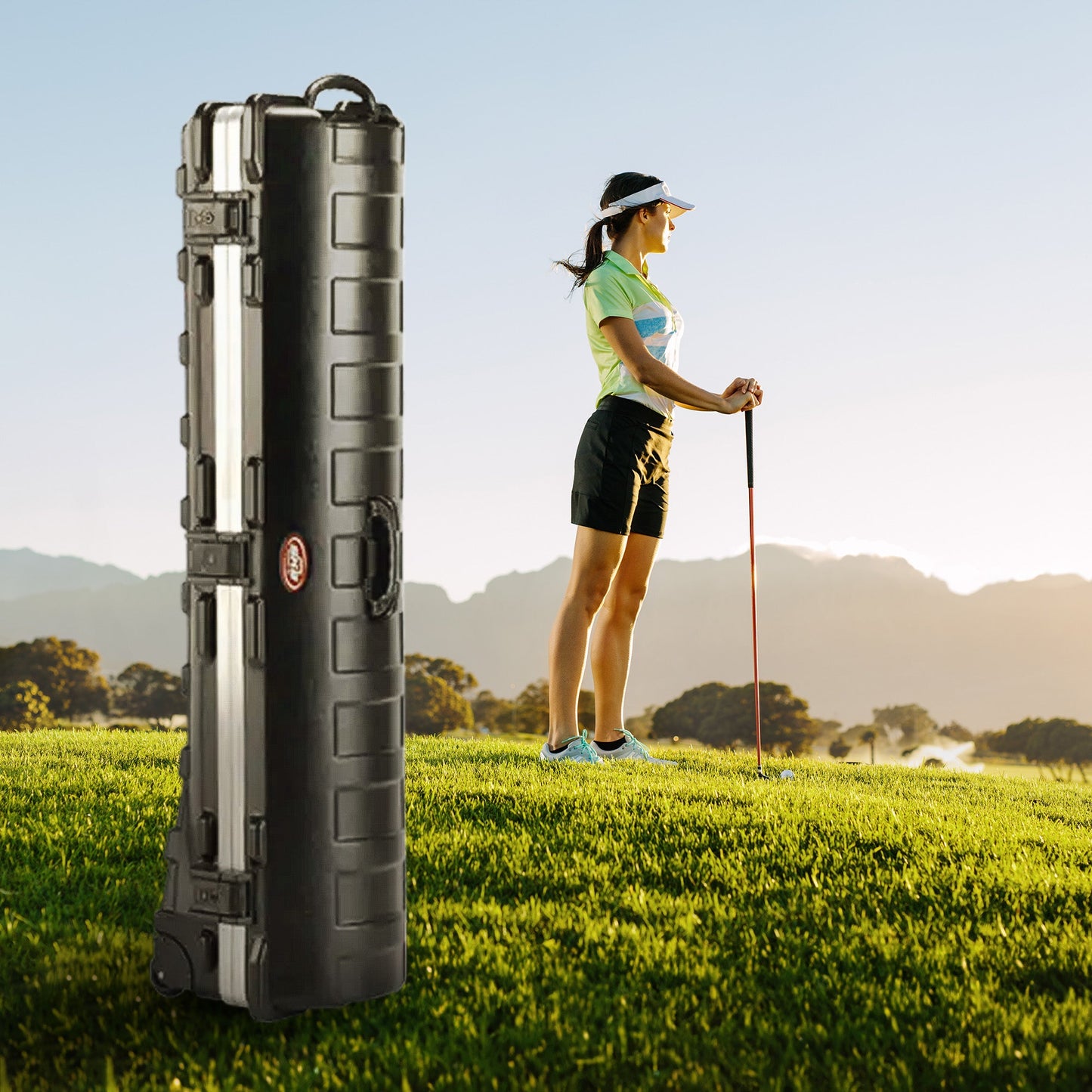 SKB Cases ATA Standard Hard Plastic Wheeled Golf Bag Travel Case, Black - 112999