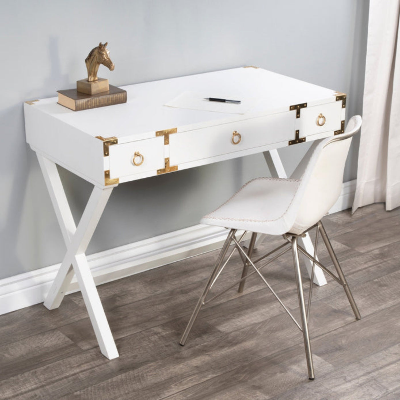 Butler Specialty Company Forster Campaign Writing Desk, White  - 9341304