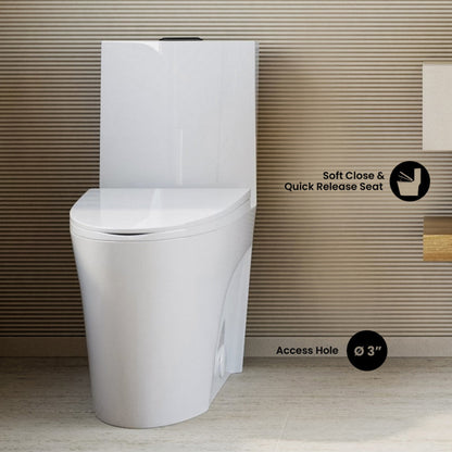 Swiss Madison St. Tropez One Piece Elongated Toilet Dual Vortex Flush, Black Hardware - SM-1T254HB