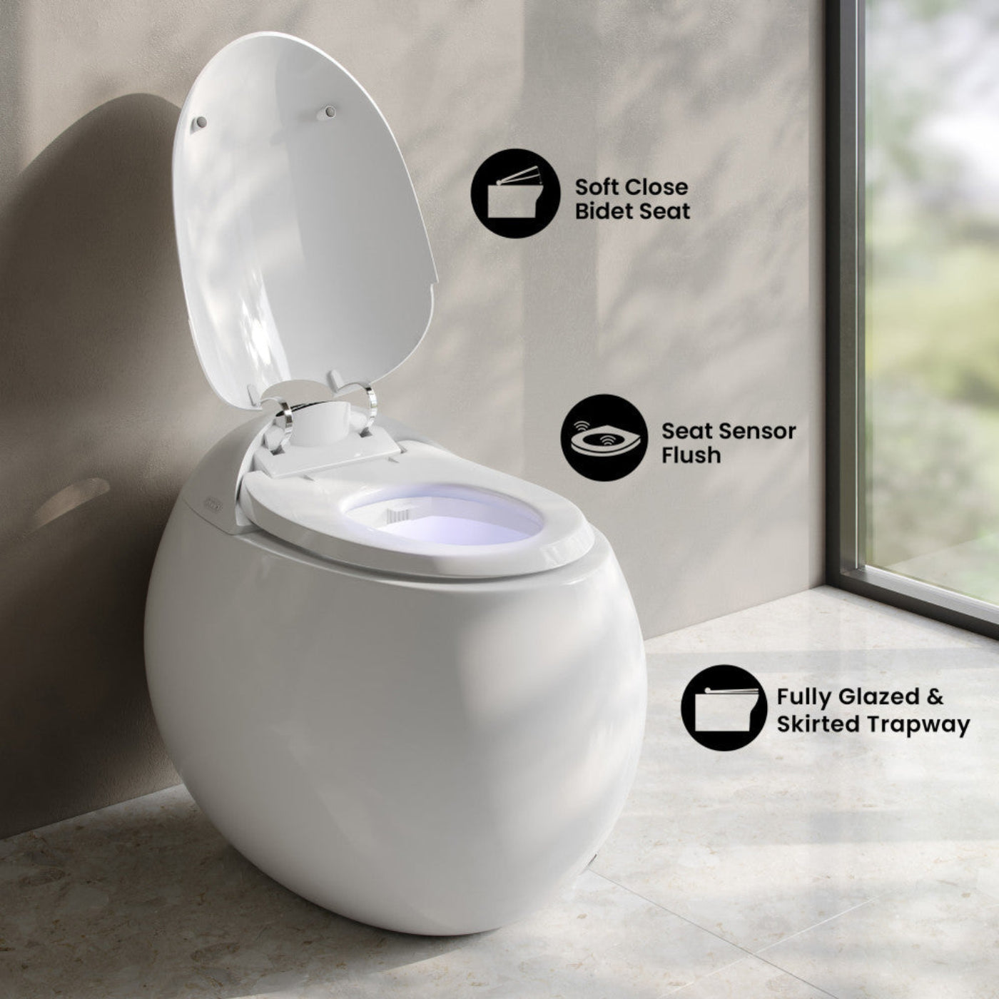 Swiss Madison Plaisir Smart One-Piece 1.28 GPF Single Flush Toilet in Glossy White - SM-ST0701GW