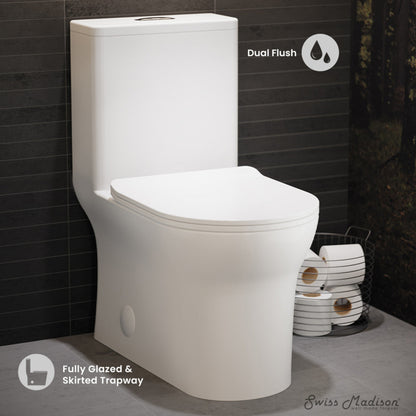 Swiss Madison Burdon One Piece Square Toilet Dual Flush 1.1/1.6 gpf (6-Pack) - SM-1T111-6